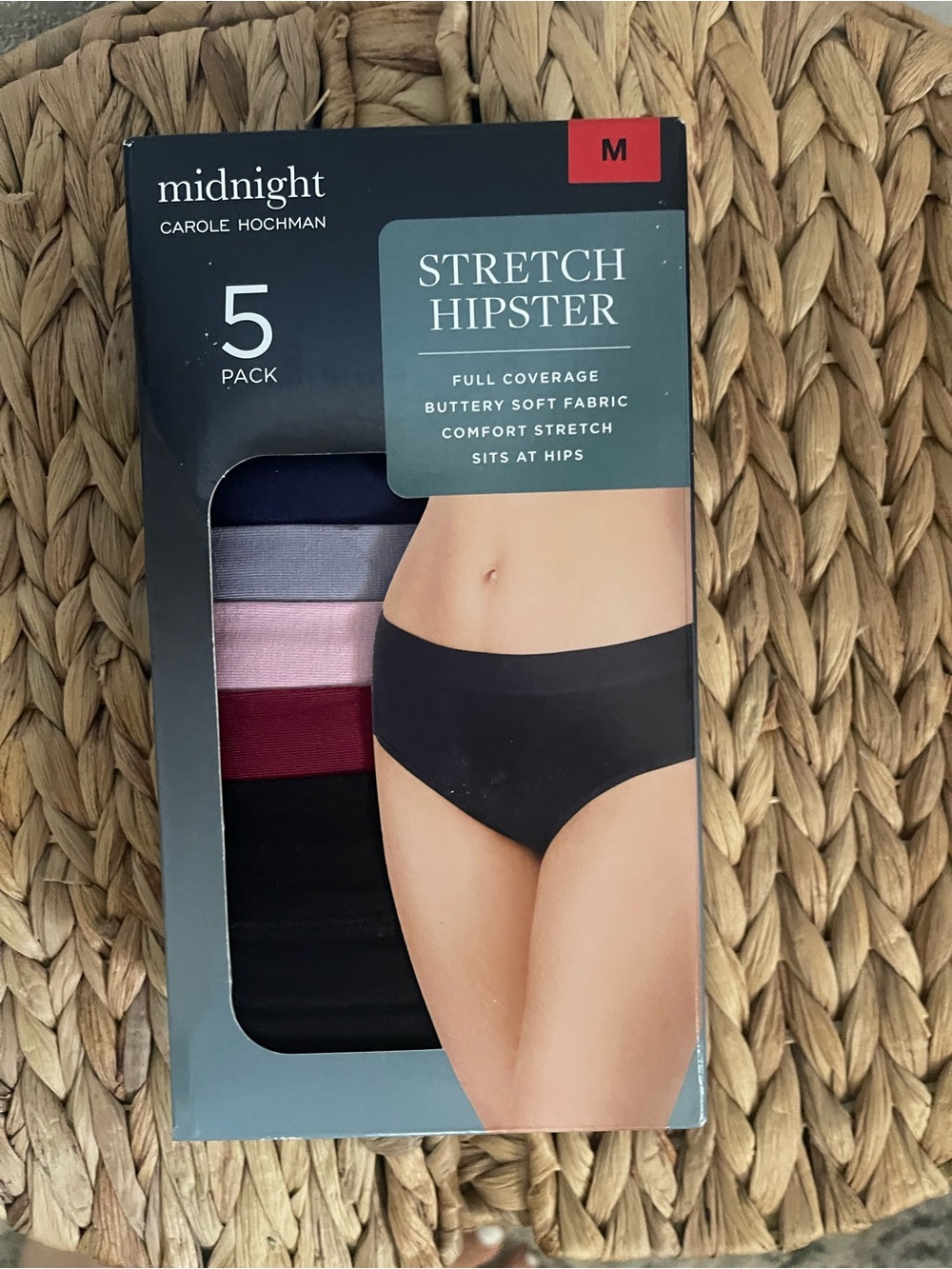 Midnight by Carole Hochman 5-Pack Stretch Hipster - Black & Dark Multi